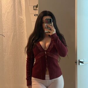 Reformation Sunnvia Lace Cashmere Cardigan